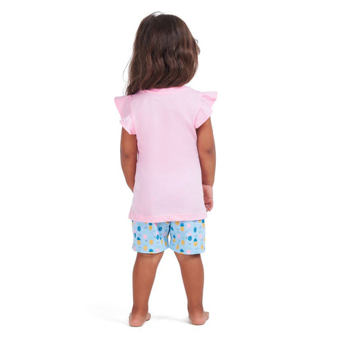 Girls summer pajama set Pineapple t-shirt + Baby blue shorts